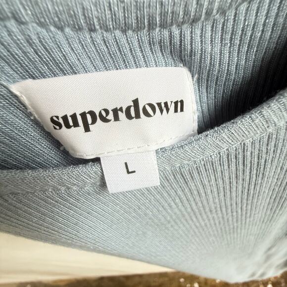 Superdown Dress Ribbed Bodycon Midi Slip Light Blue Adjustable Straps Size L - Picture 6 of 7